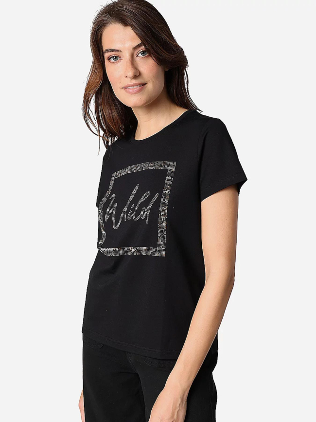 T-shirt strassy wild noir femme - Deeluxe