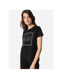 T-shirt strassy wild noir femme - Deeluxe