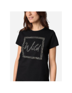 T-shirt strassy wild noir femme - Deeluxe