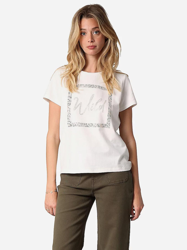 T-shirt strassy wild blanc femme - Deeluxe