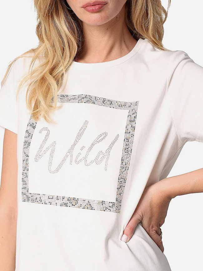 T-shirt strassy wild blanc femme - Deeluxe