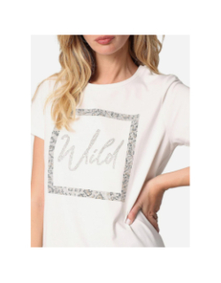 T-shirt strassy wild blanc femme - Deeluxe