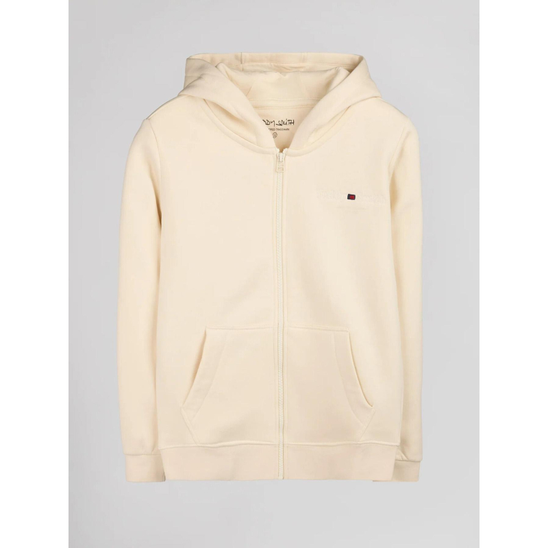 Sweat à capuche zippé giclass jim beige enfant - Teddy Smith