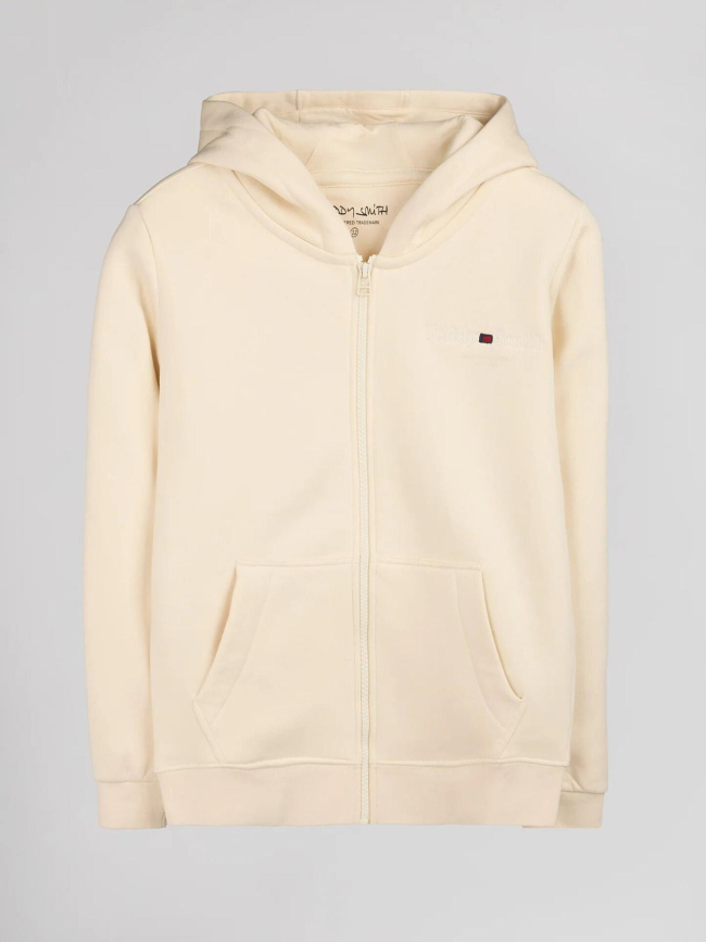 Sweat à capuche zippé giclass jim beige enfant - Teddy Smith