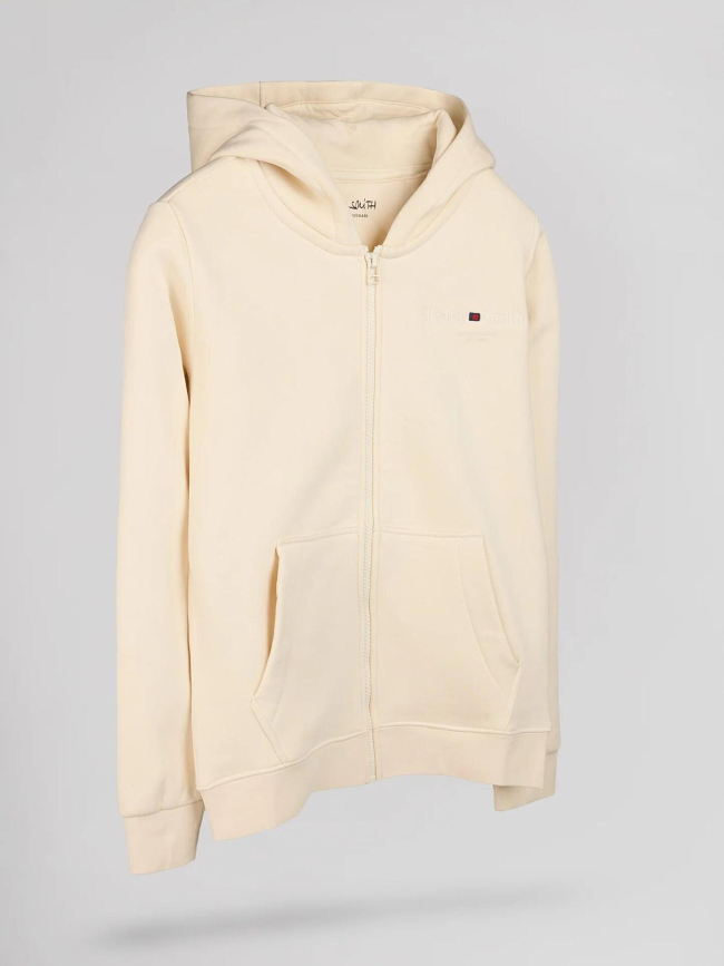 Sweat à capuche zippé giclass jim beige enfant - Teddy Smith