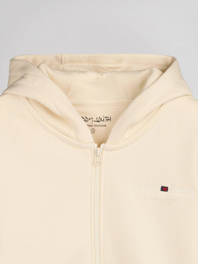 Sweat à capuche zippé giclass jim beige enfant - Teddy Smith