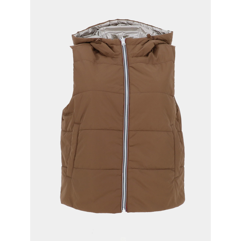 Doudoune sans manche réversible fry marron femme - Only