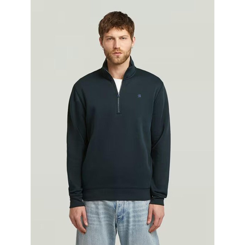 Sweat col zippé premium core bleu marine homme - G Star
