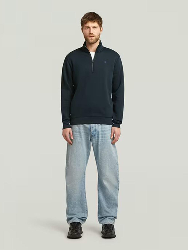 Sweat col zippé premium core bleu marine homme - G Star