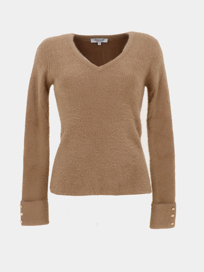 Pull col v moove marron femme - Morgan