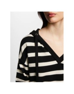 Pull rayé à capuche mballon noir doré femme - Morgan