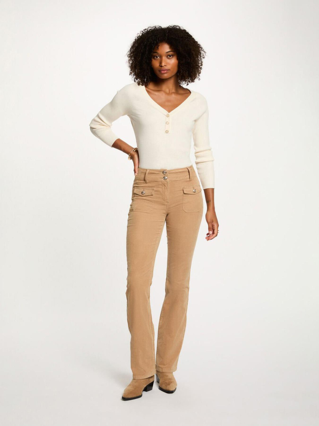 Pantalon velours côtelé poleno beige femme - Morgan