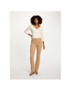 Pantalon velours côtelé poleno beige femme - Morgan