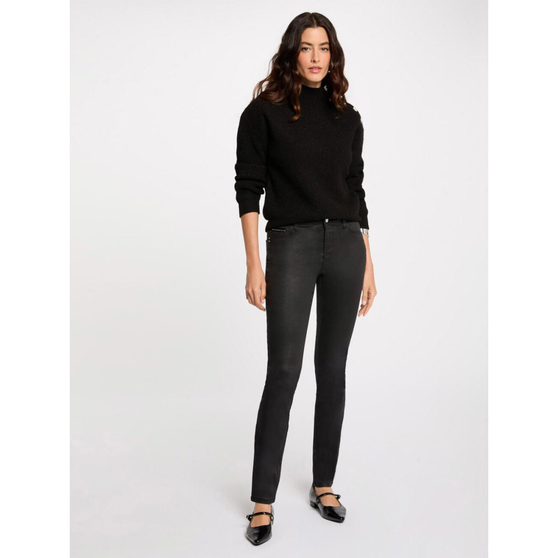Pantalon slim enduit palao noir femme - Morgan