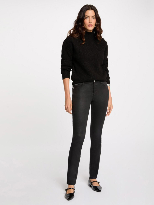 Pantalon slim enduit palao noir femme - Morgan