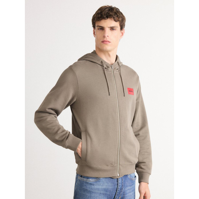Sweat zippé à capuche daple gris homme - Hugo