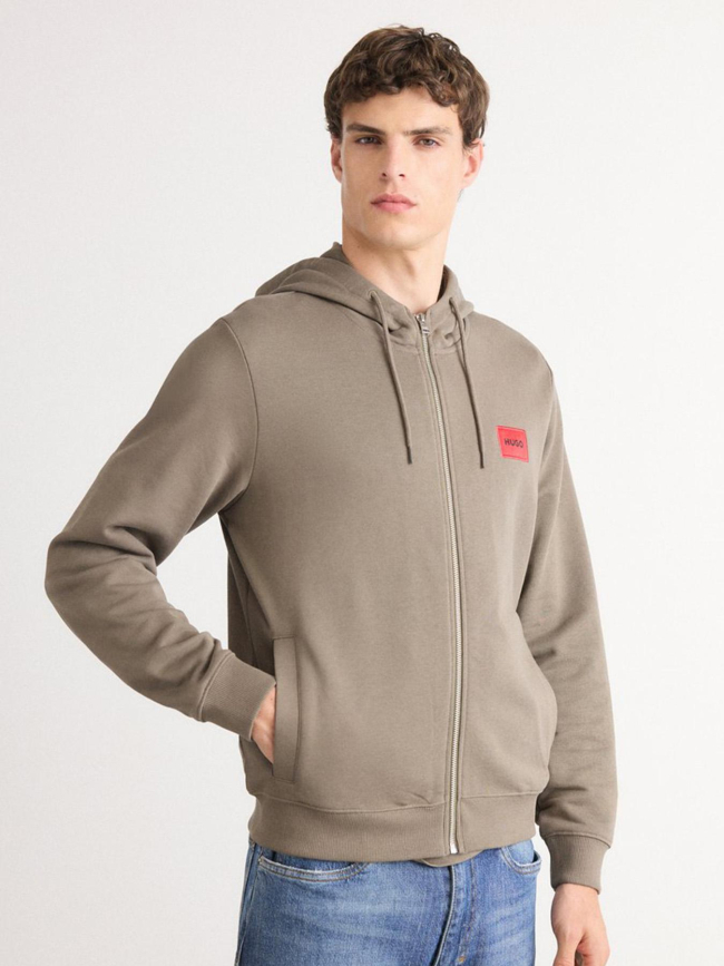 Sweat zippé à capuche daple gris homme - Hugo