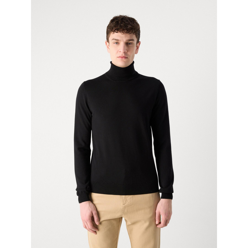 Pull col roulé laine san thomas noir homme - Hugo