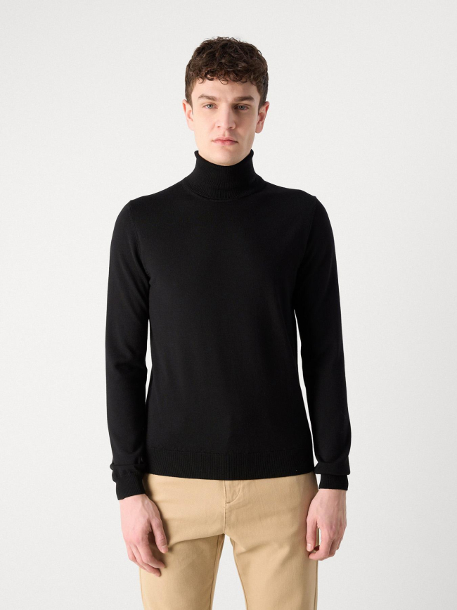 Pull col roulé laine san thomas noir homme - Hugo
