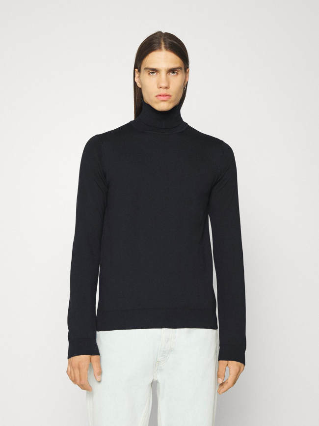 Pull col roulé en laine san thomas bleu marine homme - Hugo