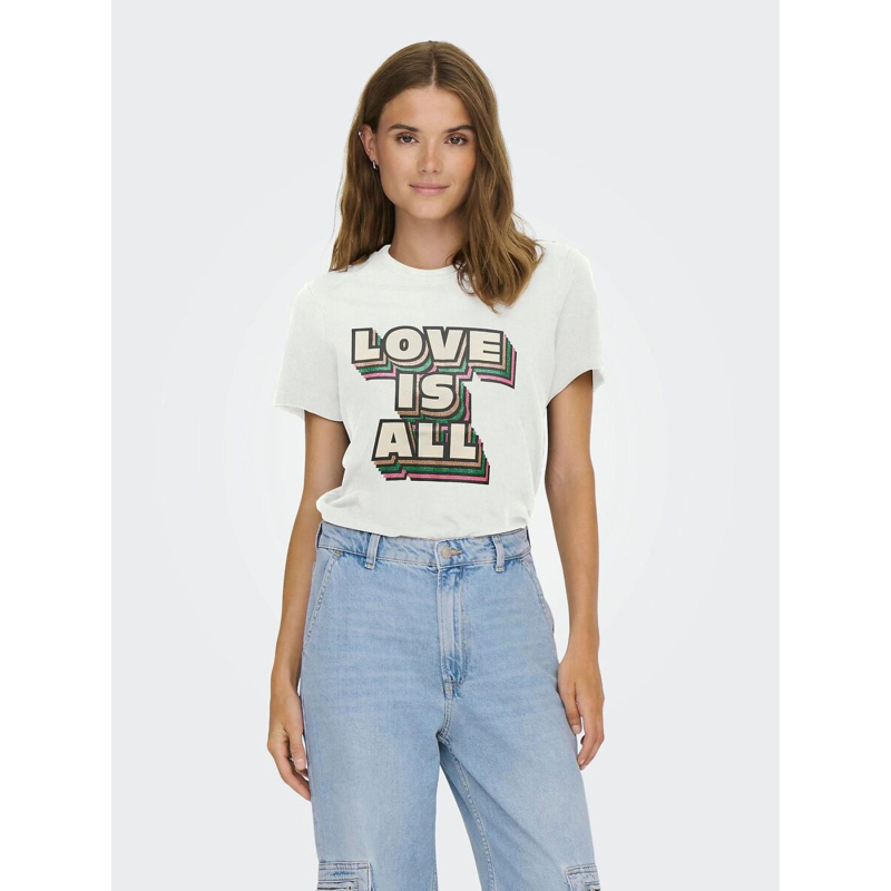 T-shirt manches courtes à imprimé brillant onllucky blanc femme - Only