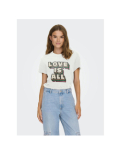 T-shirt manches courtes à imprimé brillant onllucky blanc femme - Only