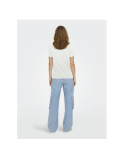 T-shirt manches courtes à imprimé brillant onllucky blanc femme - Only