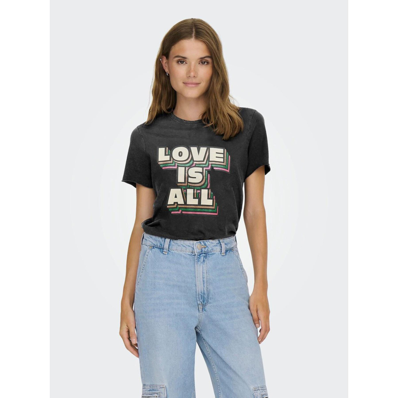 T-shirt manches courtes à imprimé brillant onllucky gris femme - Only