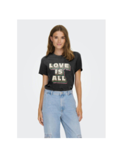 T-shirt manches courtes à imprimé brillant onllucky gris femme - Only