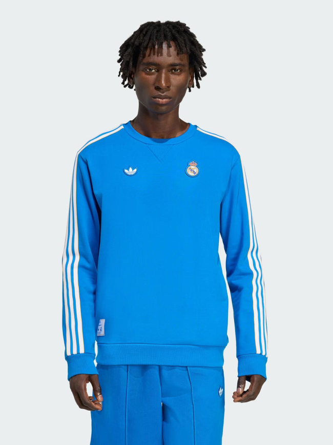 Sweat à col rond real icon bleu homme - Adidas