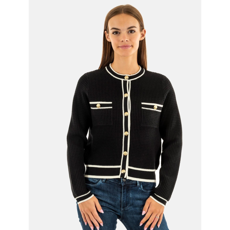 Cardigan à boutons dorées noir femme - Salsa