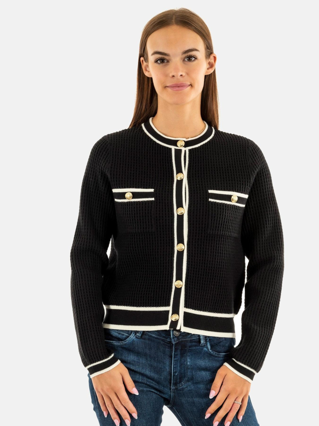 Cardigan à boutons dorées noir femme - Salsa