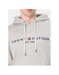 Sweat à capuche chiné logo gris homme - Tommy Hilfiger