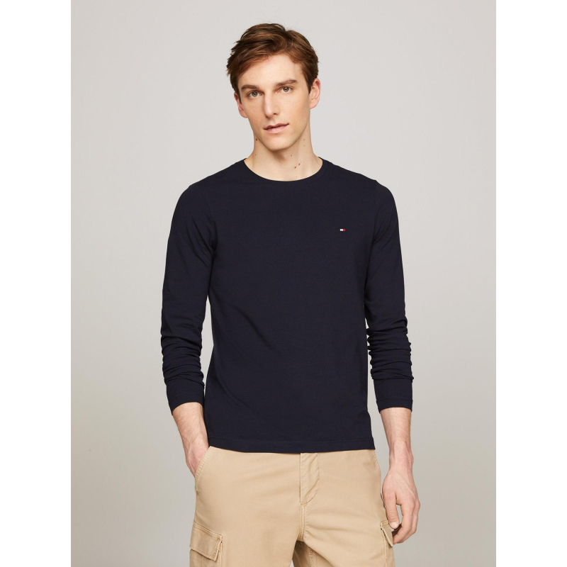T-shirt stretch à manches longues slim fit bleu marine homme - Tommy Hilfiger