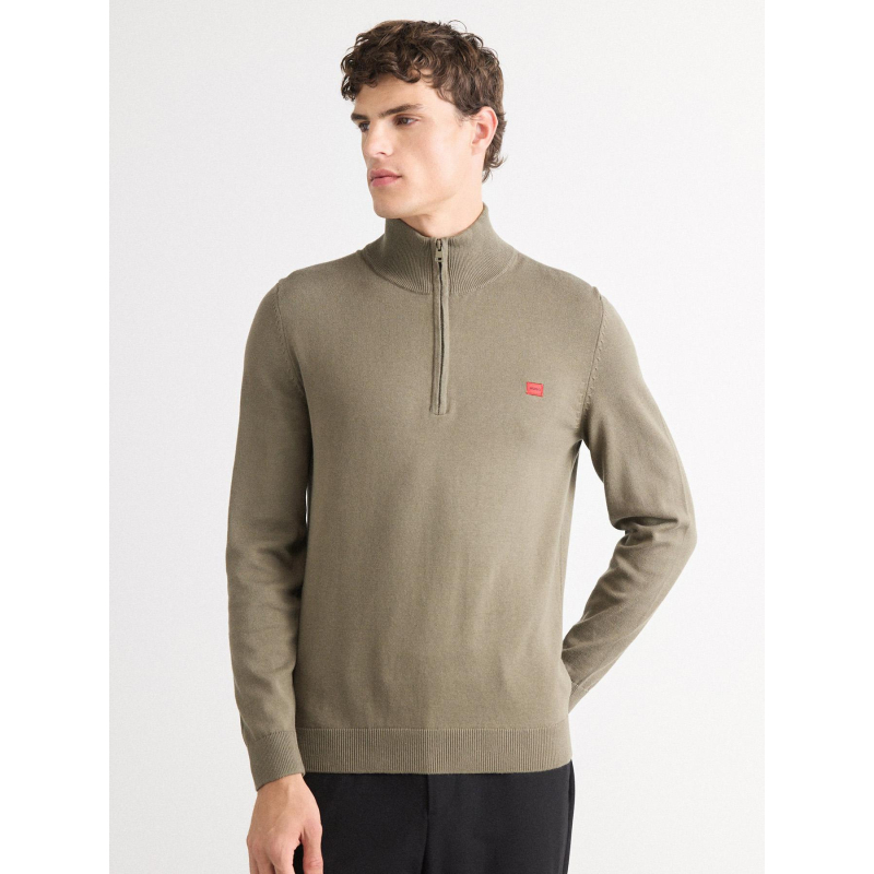 Sweat à col zippé san quintus kaki  homme - Hugo