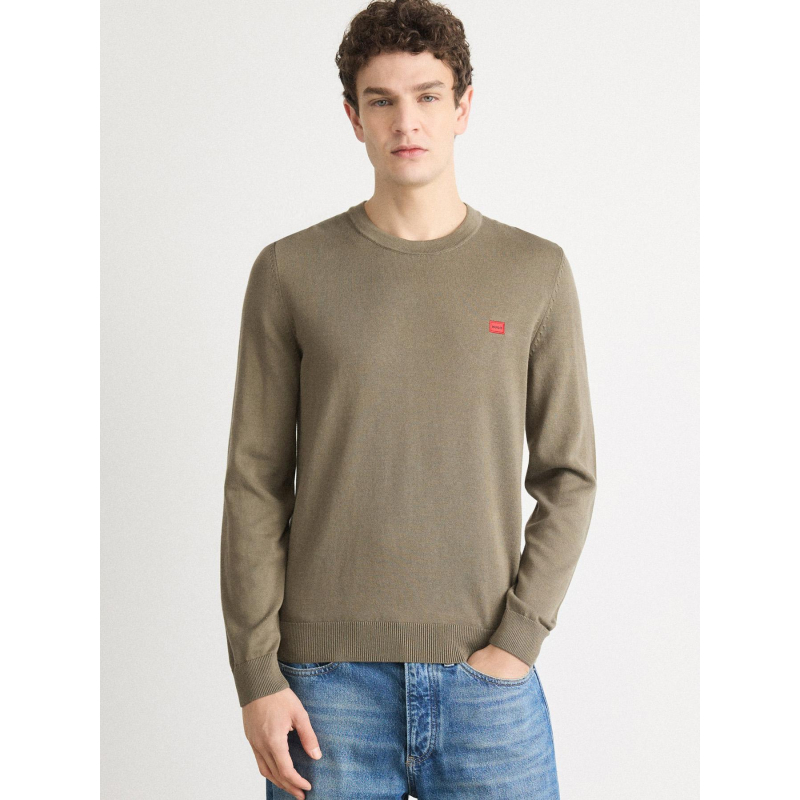 Pull fin san cassius-c1 badge kaki homme - Hugo