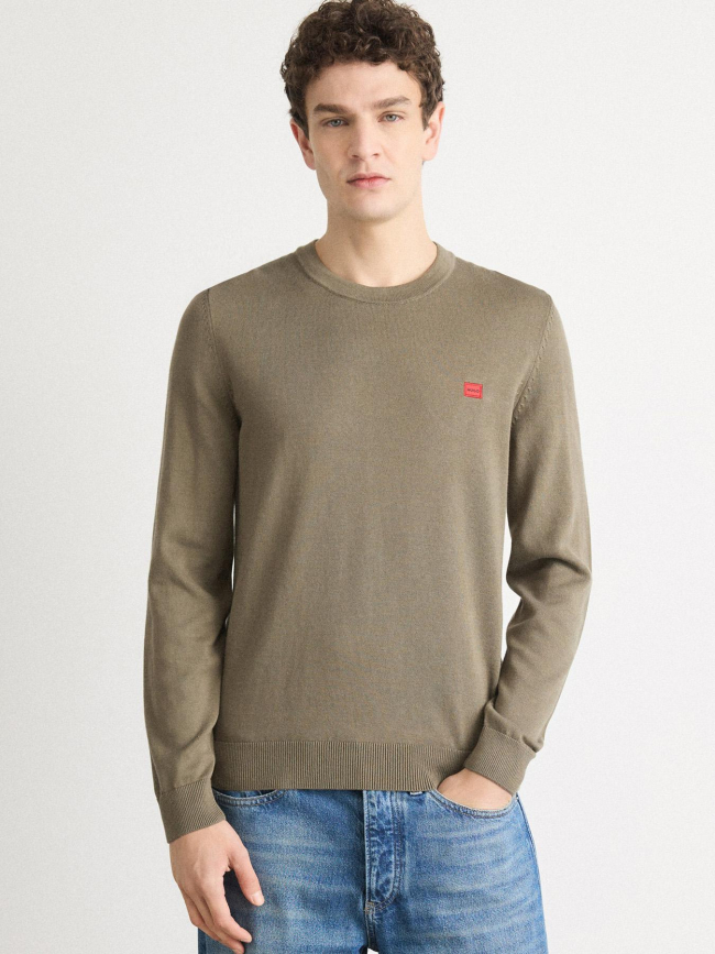 Pull fin san cassius-c1 badge kaki homme - Hugo