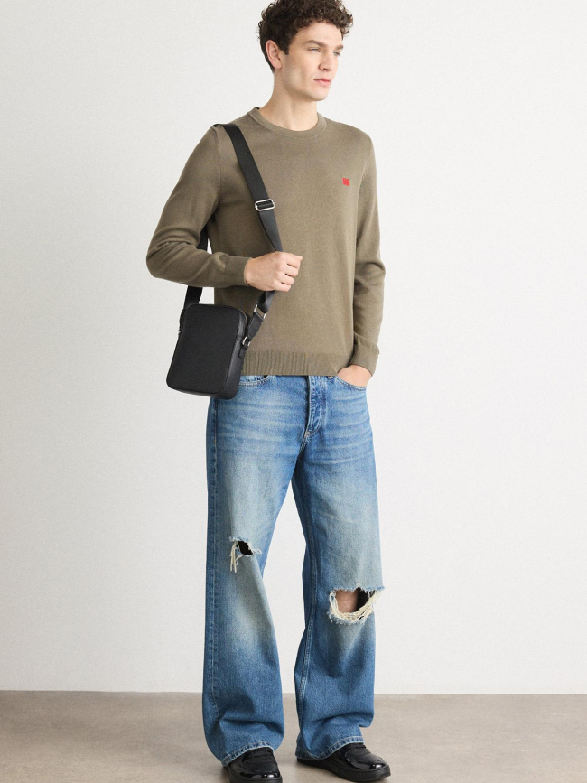 Pull fin san cassius-c1 badge kaki homme - Hugo