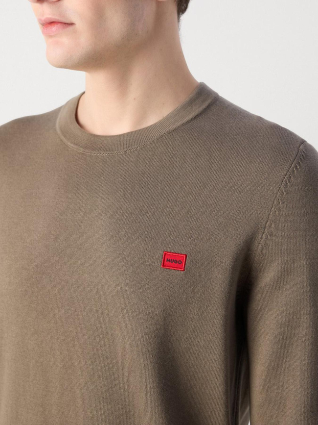 Pull fin san cassius-c1 badge kaki homme - Hugo