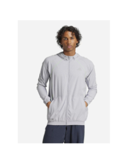 Veste de sport zippé à capuche tech app gris homme - Adidas