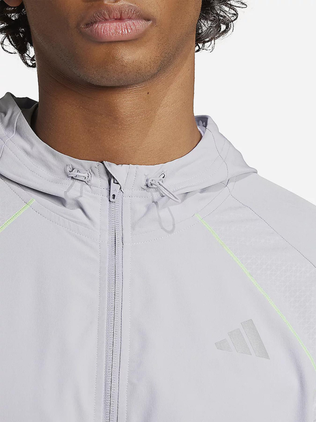 Veste de sport zippé à capuche tech app gris homme - Adidas