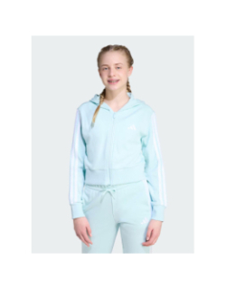 Sweat-crop à capuche zippé 3s ft bleu clair fille - Adidas