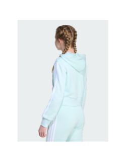 Sweat-crop à capuche zippé 3s ft bleu clair fille - Adidas