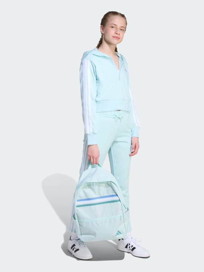 Sweat-crop à capuche zippé 3s ft bleu clair fille - Adidas