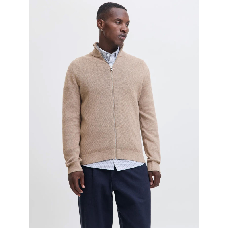 Cardigan zippé jprccmilano beige homme - Jack & Jones