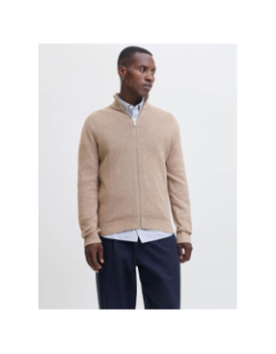 Cardigan zippé jprccmilano beige homme - Jack & Jones