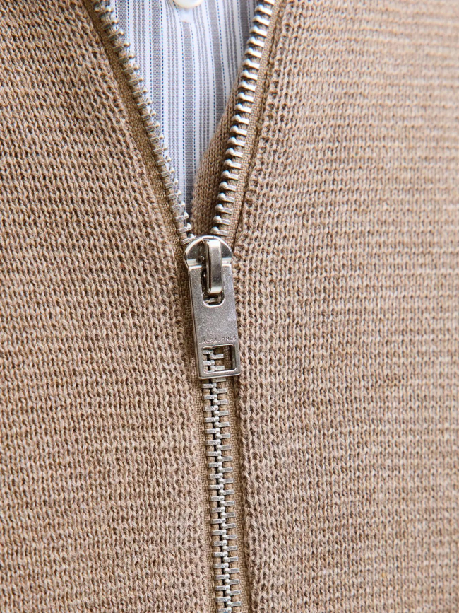 Cardigan zippé jprccmilano beige homme - Jack & Jones