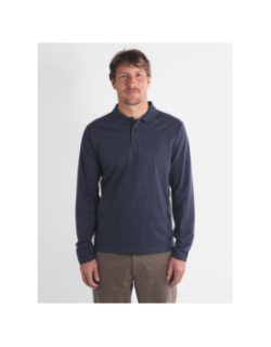 Polo texturé à manches longues naval bleu marine homme - Oxbow