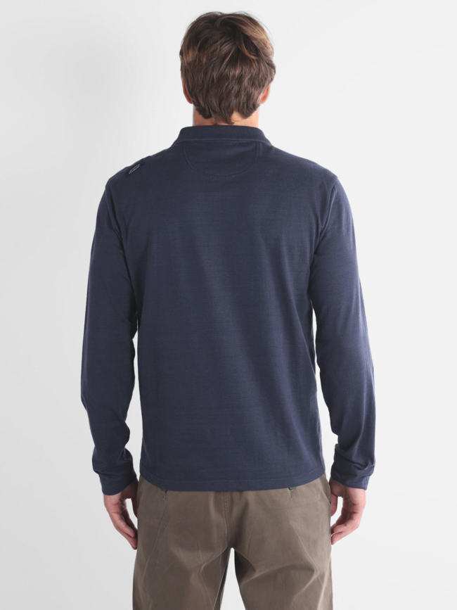 Polo texturé à manches longues naval bleu marine homme - Oxbow