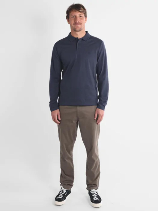 Polo texturé à manches longues naval bleu marine homme - Oxbow